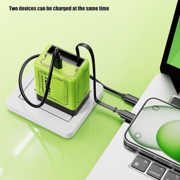 2-in-1 Compatible with 120w Fast Charger, Fast Charger Module with Type-C Cable, All in One Chargers Retractable Wall Plug for iPhone, Phone and Laptops (1PCS-Green) - Image 6
