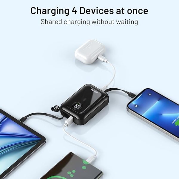 BLAVOR Portable Charger with Built-in Cable, PD 20W Fast Charging Power Bank, 10000mAh Mini Power Pack, USB-C Bidirectional in/Output Small External Battery Pack for iPhone 16 15 14 13 Pro Max SE - Image 6