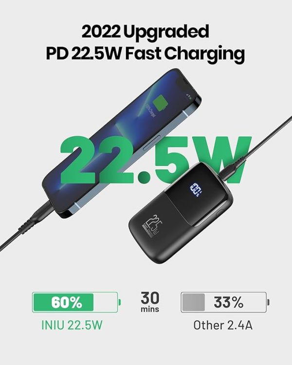 INIU Portable Charger, Smallest 22.5W 10000mAh Power Bank, USB C in/Output Fast Charging 3-Output Mini Battery Pack Charger with Phone Holder - Image 7