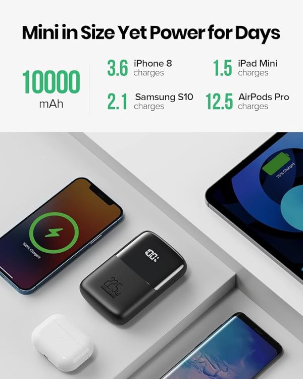 INIU Portable Charger, Smallest 22.5W 10000mAh Power Bank, USB C in/Output Fast Charging 3-Output Mini Battery Pack Charger with Phone Holder - Image 4