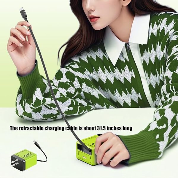 2-in-1 Compatible with 120w Fast Charger, Fast Charger Module with Type-C Cable, All in One Chargers Retractable Wall Plug for iPhone, Phone and Laptops (1PCS-Green) - Image 7
