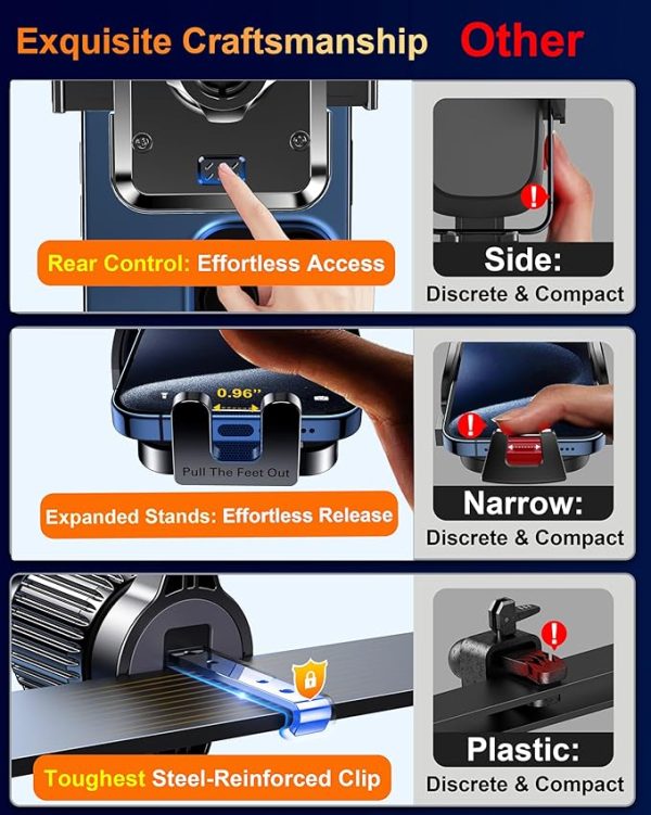 Qifutan Dash Mounted Holders Phone Holders for Your Car Phone Mount for Car Windshield Dashboard Air Vent Universal Hands Free Automobile Cell Phone Holder Fit for iPhone Smartphone - Image 2